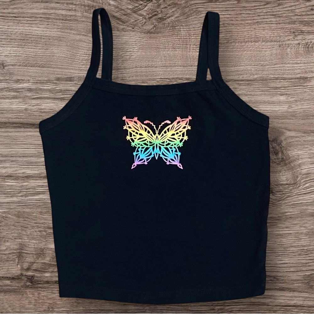 Dolls Kill dELiA*s Black Tank with Butterfly Graphic